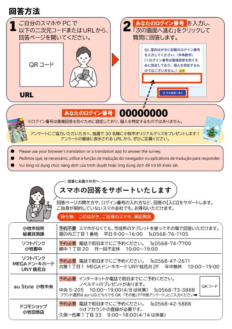 市民意識調査案内はがき裏