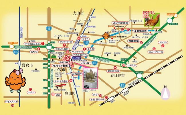 名古屋コーチンプロジェクト加入事業所マップ