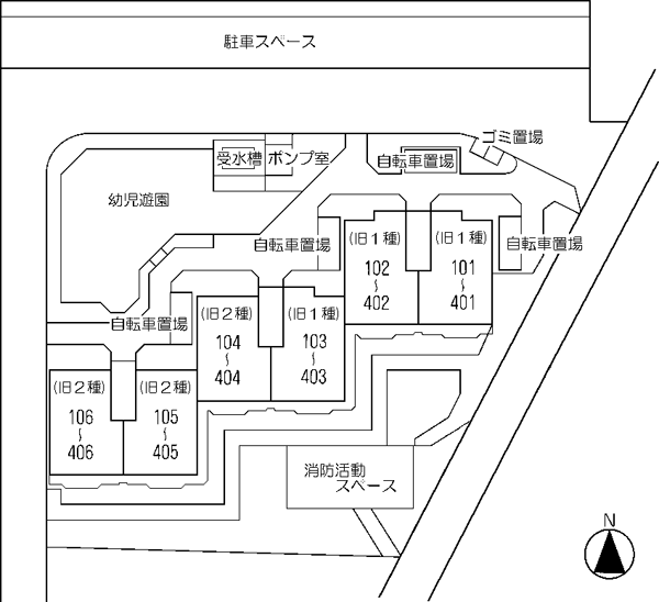 市営鷹之橋住宅の配置図