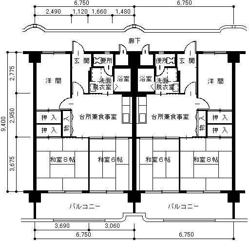 2棟および3棟の間取り図