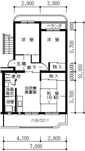 1棟（老人世帯向き）の間取り図