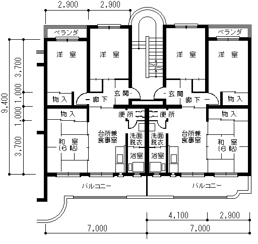 1棟（一般世帯向き）の間取り図