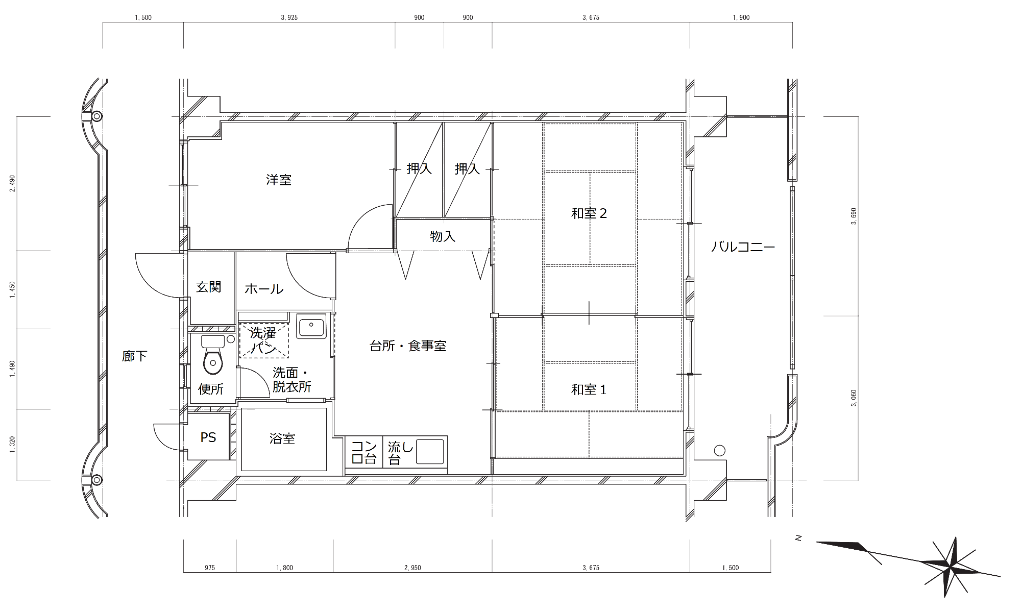 大輪住宅3棟6階間取り