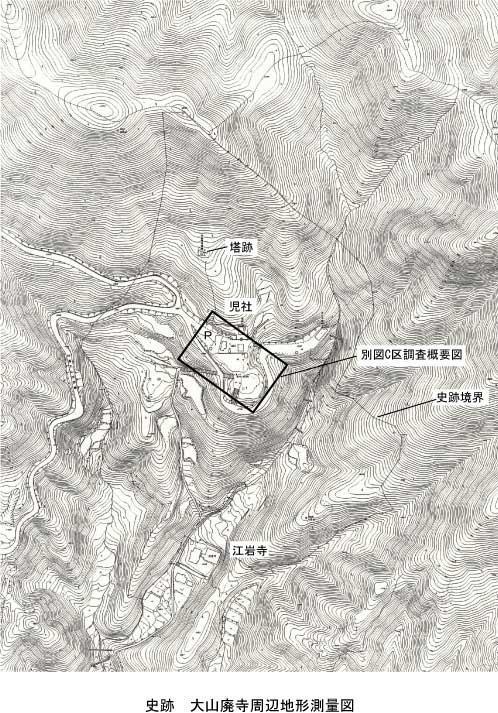 大山廃寺周辺地形測量図のイラスト