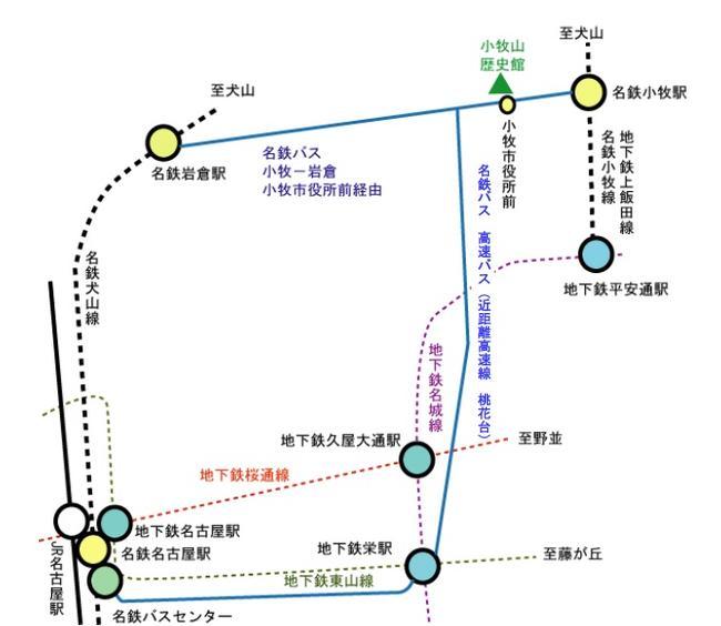 (イラスト)名古屋駅からの公共交通案内概略図