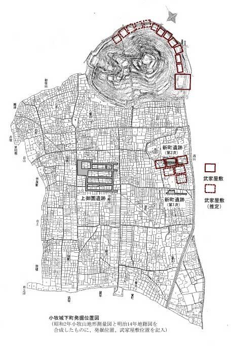 小牧城下町発掘位置図