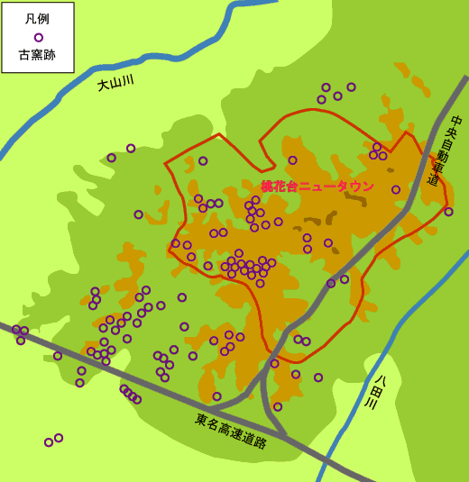 篠岡古窯跡群分布図のイラスト