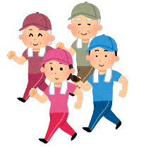 ウォーキングしている人たちの画像