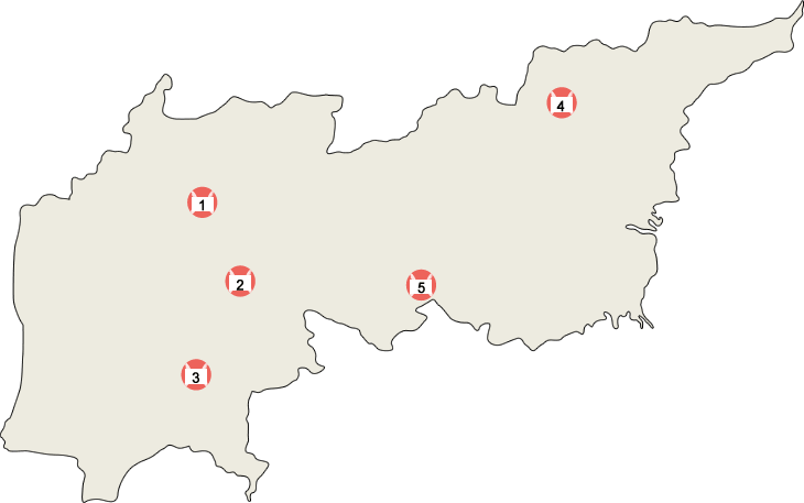 小牧市全体の地図　運動の施設