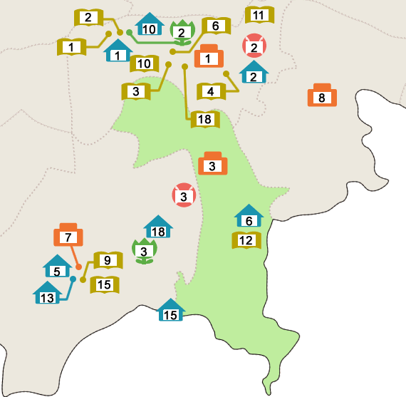 小牧南小学校区の地図　全ての施設