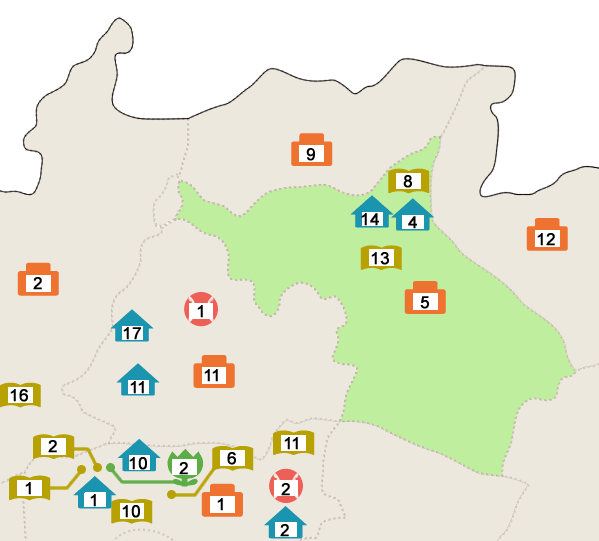 味岡小学校区の地図　全ての施設