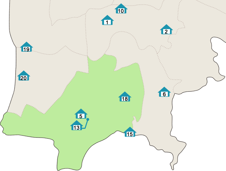 北里小学校区の地図 暮らしの施設