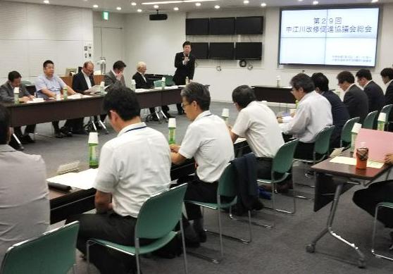 中江川改修促進協議会総会の様子