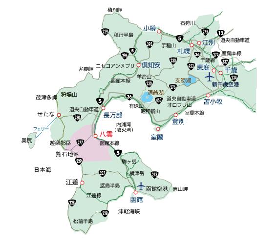 八雲町の地図