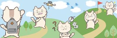 中高年のセカンドキャリアとメンタルヘルスでねこが悩んでいる絵です