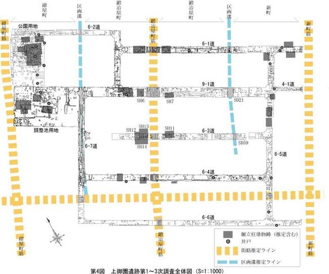 上御園遺跡第1次から3次調査全体図のイラスト