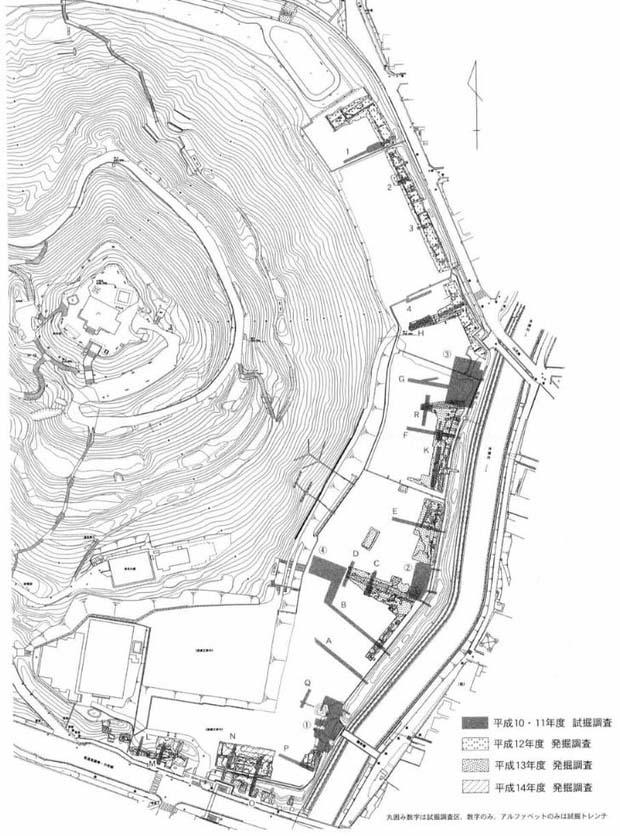 史跡小牧山帯曲輪地区東部発掘調査位置図