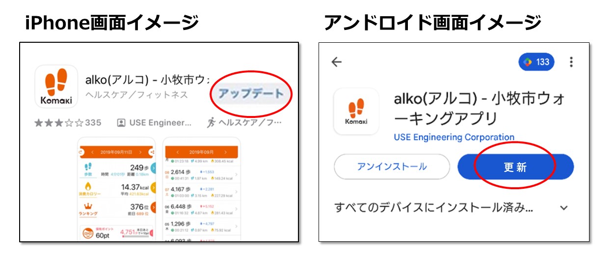 更新画面のイメージ