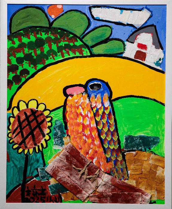 鳥と田舎とひまわり