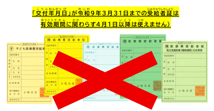 これまでの受給者証は使えない画像