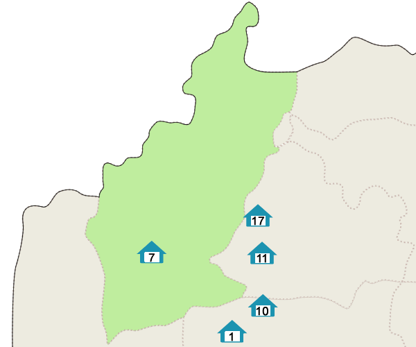 村中小学校区の地図　暮らしの施設