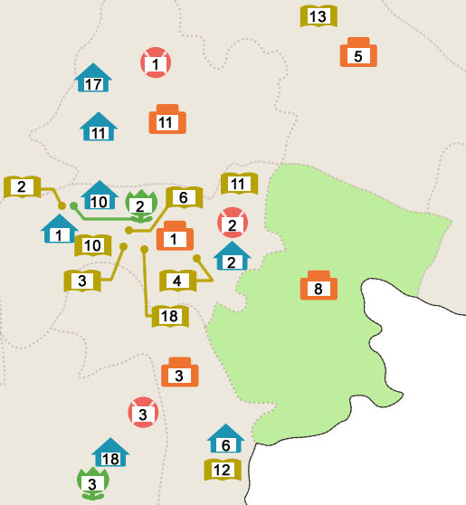 米野小学校区の地図　全ての施設