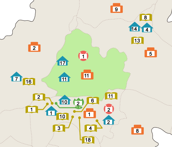 小牧原小学校区の地図　全ての施設