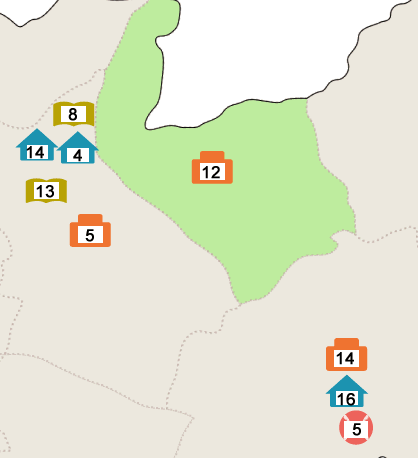 本庄小学校区の地図　全ての施設
